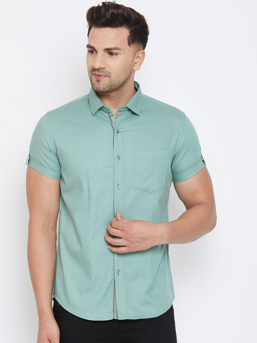 

Canary London Men Green Slim Fit Solid Casual Shirt