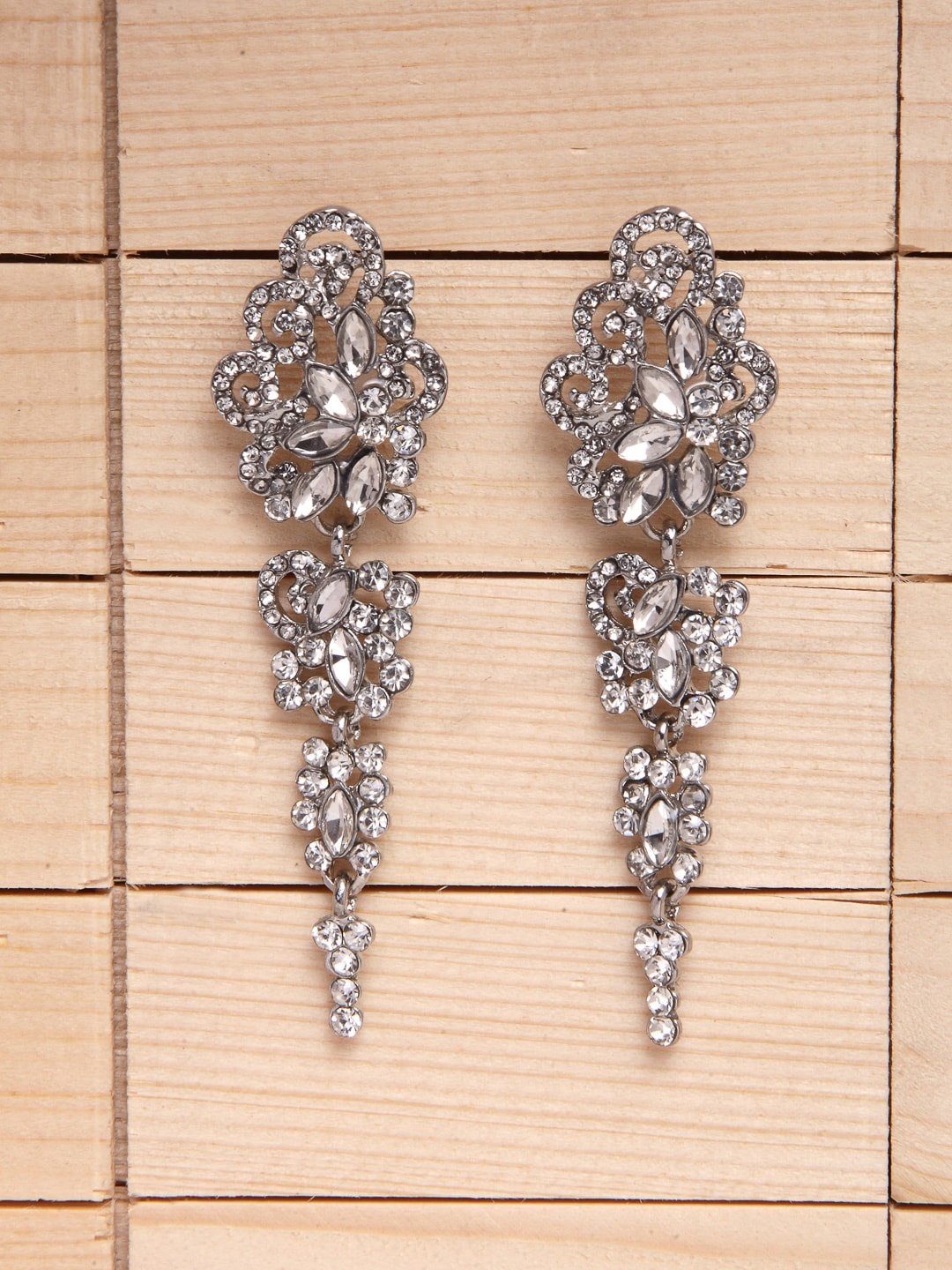 

Shining Diva Fashion Silver-Toned Contemporary Drop Earrings