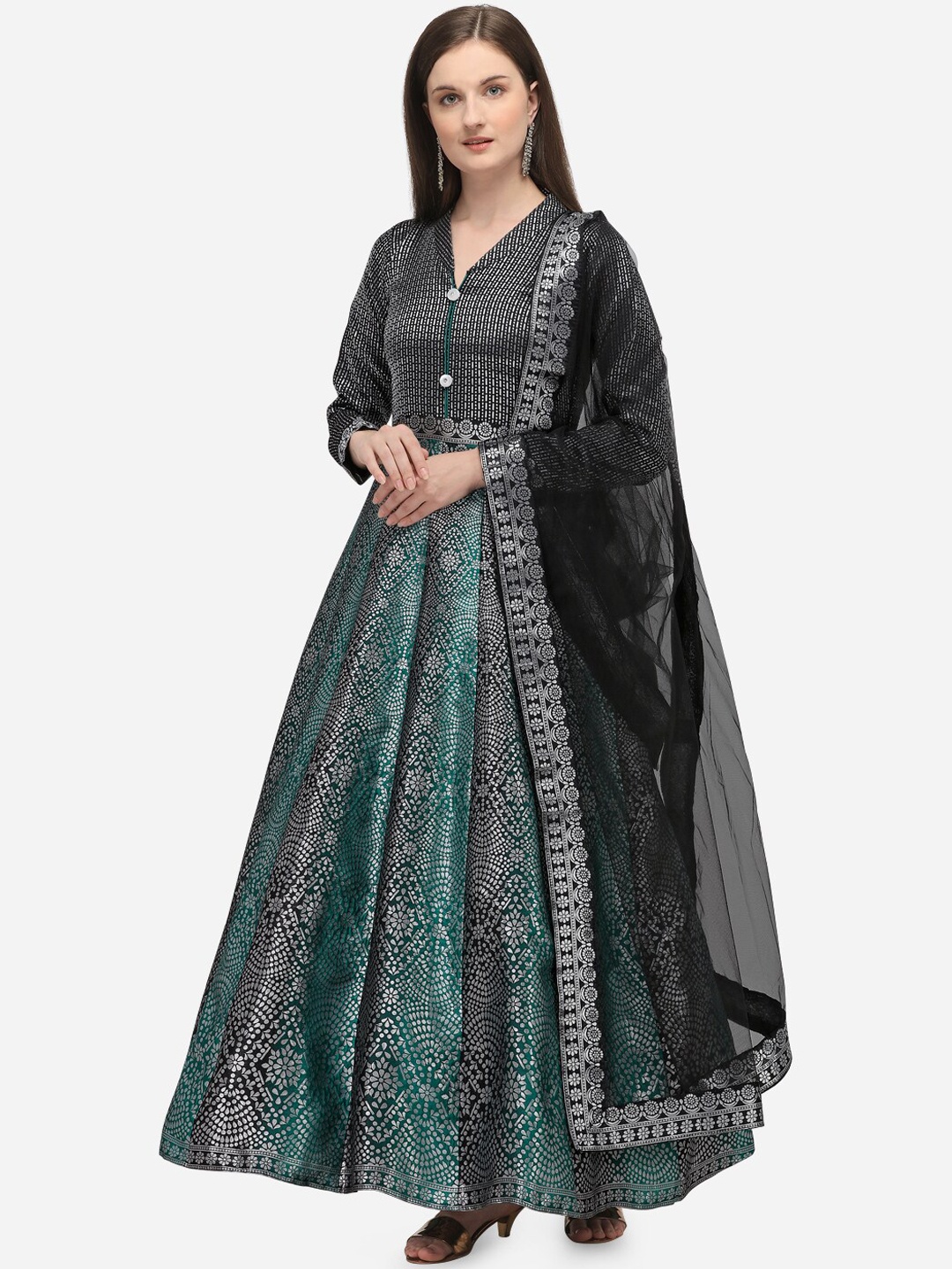 

PURVAJA Women Black Printed Maxi Dress