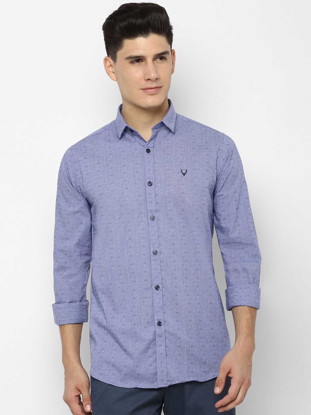 

Allen Solly Men Blue & White Pure Cotton Slim Fit Printed Casual Shirt