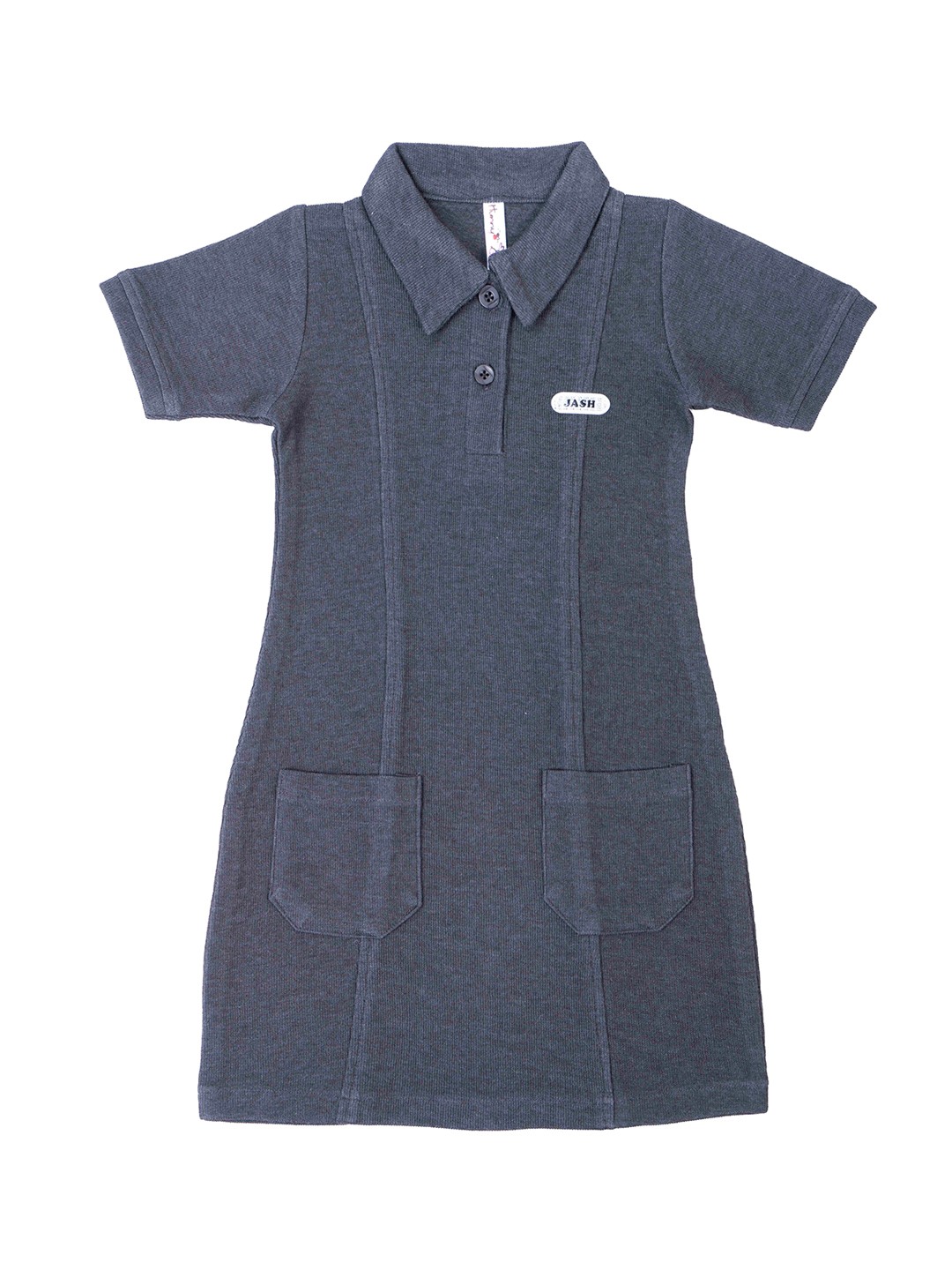 

Hunny Bunny Girls Charcoal Grey Solid Front Button T-shirt Dress