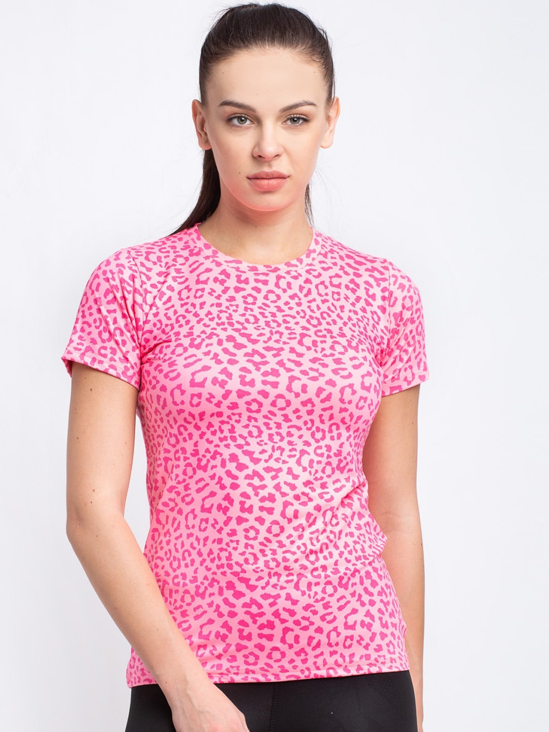 

Boston Club Women Pink Printed Round Neck T-shirt