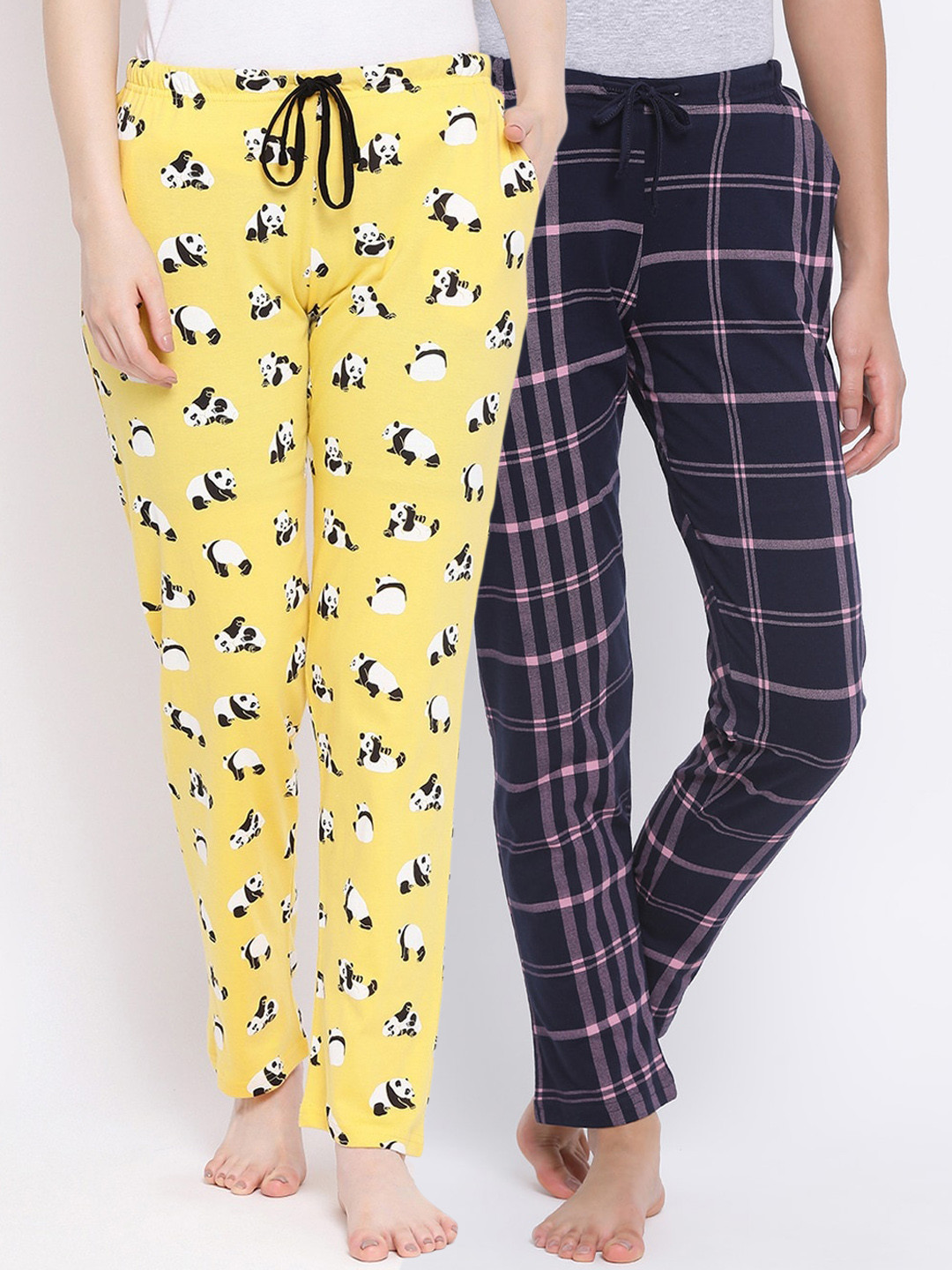 

Kanvin Women Pack Of 2 Printed Lounge Pants, Yellow