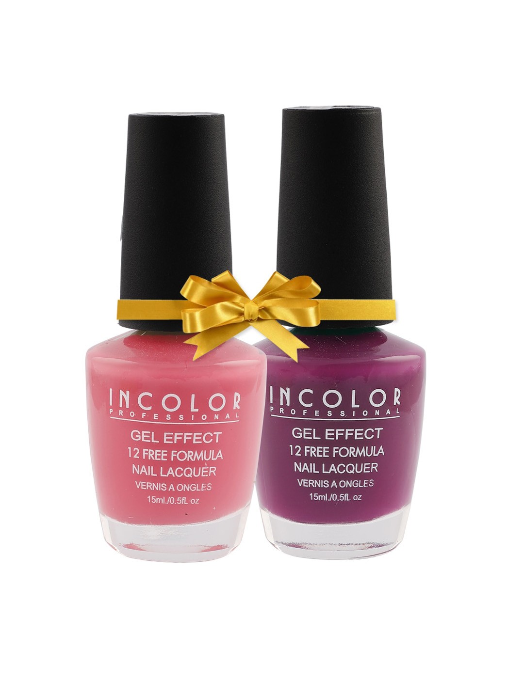 

INCOLOR Pack of 2 Gel Effect Matte Nail Enamel 30 ml, Pink
