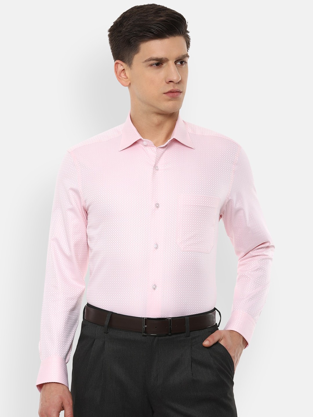 

Louis Philippe Gods & Kings Men Pink Regular Fit Self Design Casual Shirt