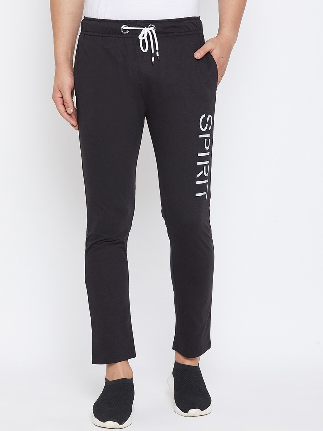 

Spirit Men Black Solid Cotton Track Pants