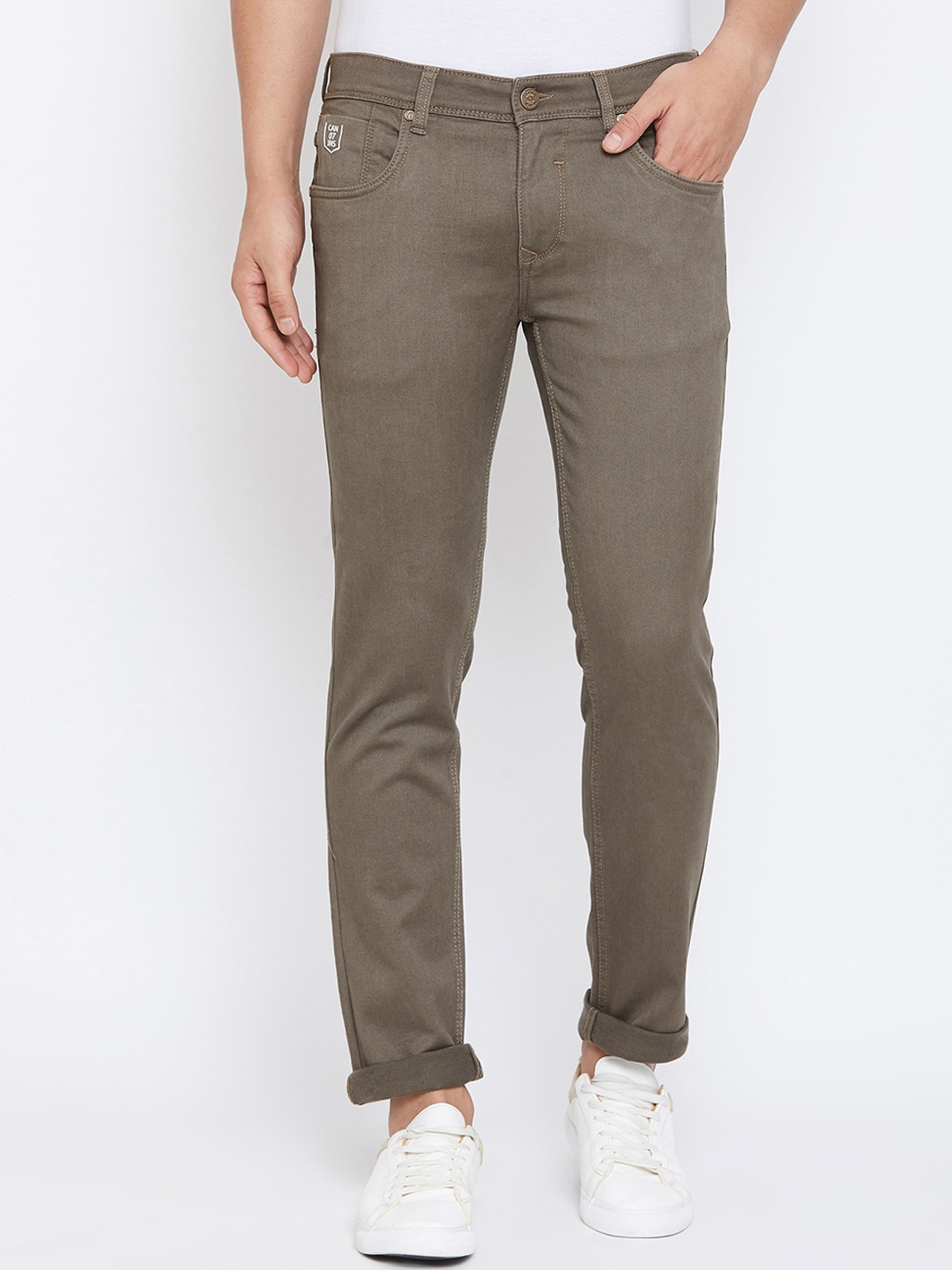 

Canary London Men Olive Green Skinny Fit Low-Rise Clean Look Jeans