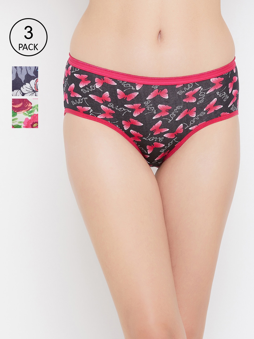 

Clovia Women Pack Of 3 Assorted Hipster Briefs-COMPN1070S