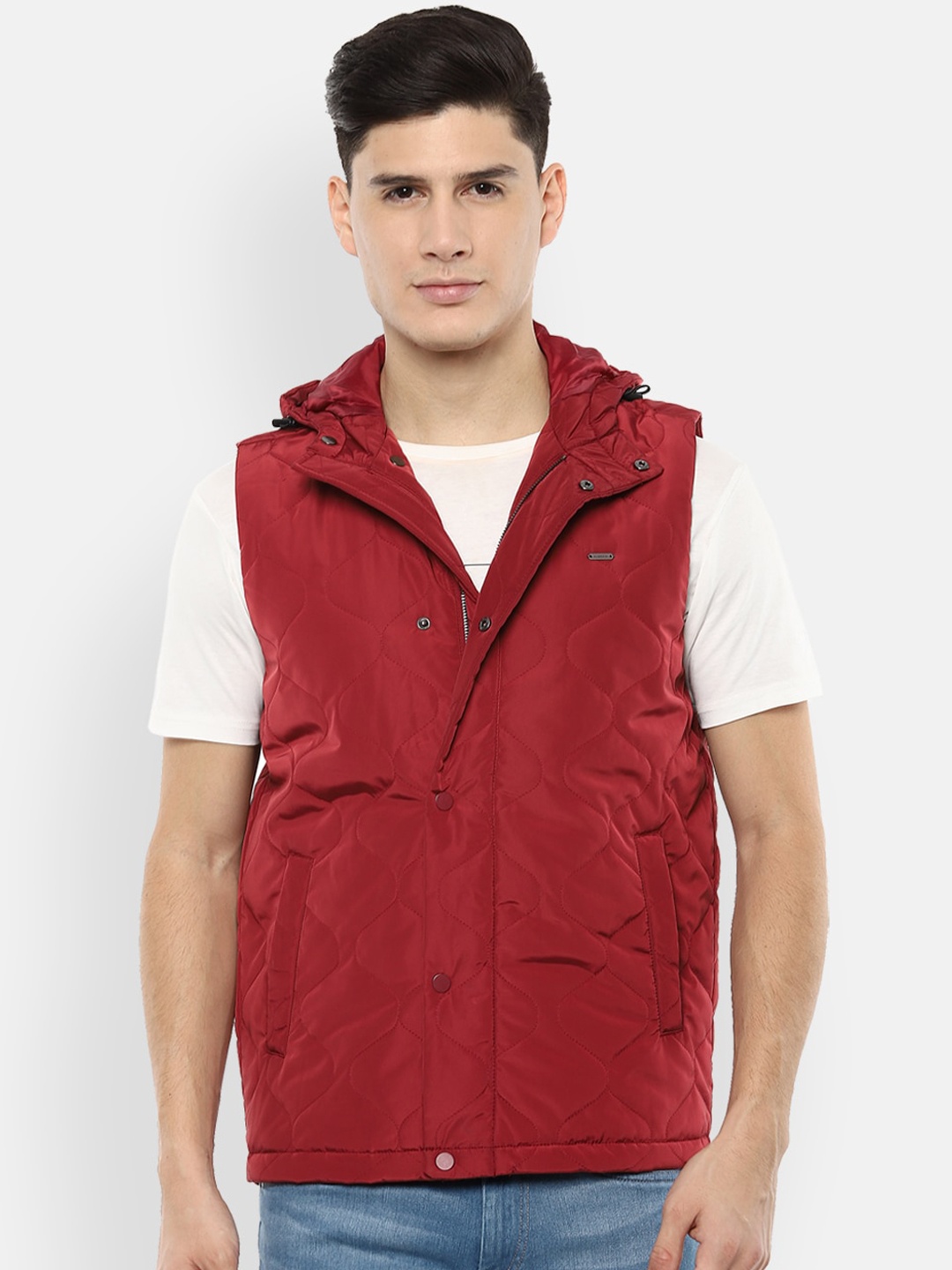 Van Heusen Sport Men Maroon Solid Tailored Jacket