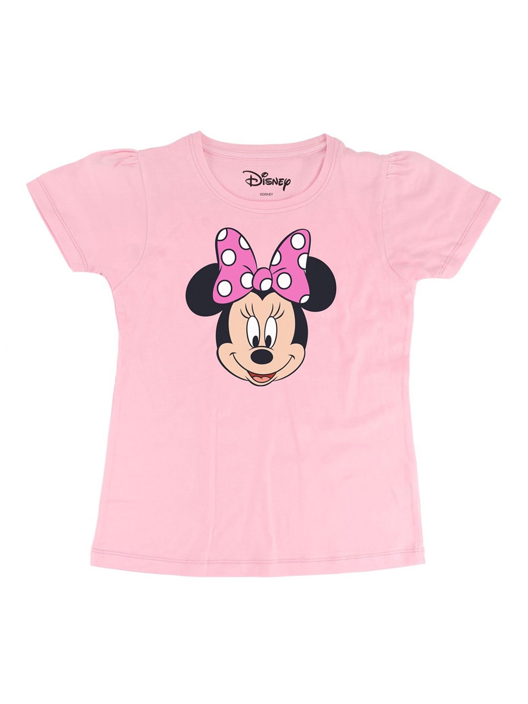 

Minnie Girls Pink Minnie Mouse Printed Round Neck T-shirt