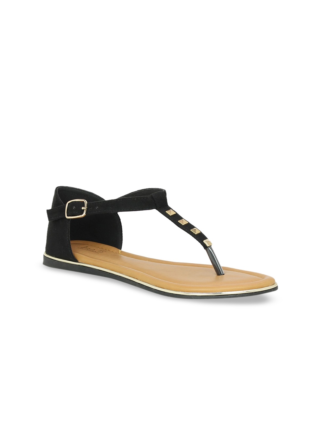 

Inc 5 Women Black Solid T-Strap Flats