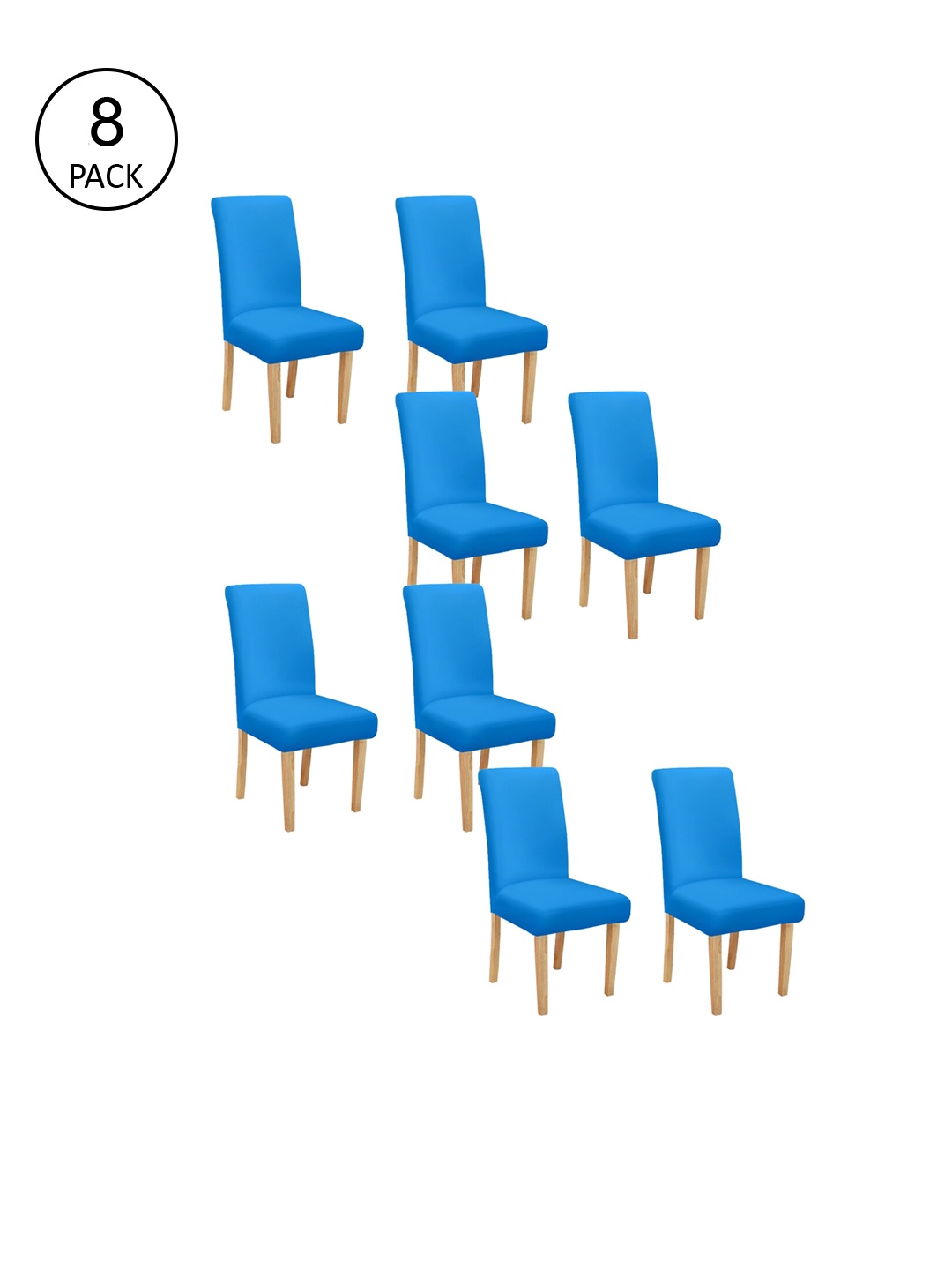

Cortina Set Of 8 Blue Solid Chair Covers