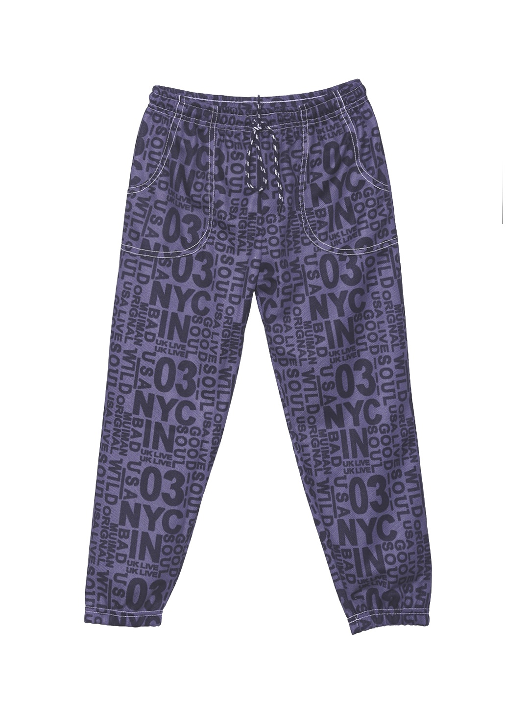 

SWEET ANGEL Girls Purple & Black Printed Straight-Fit Joggers