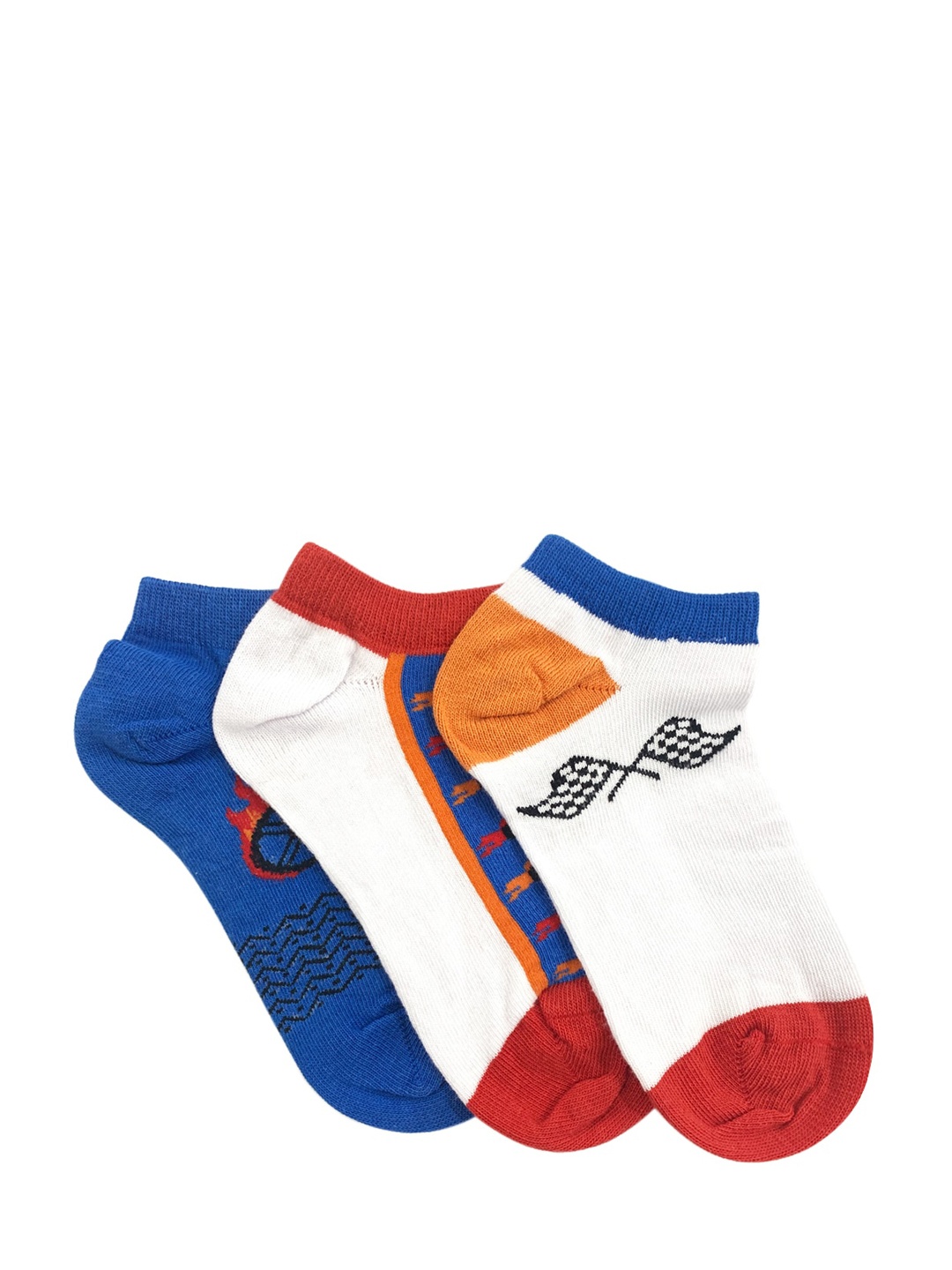 

KazarMax Boys Pack Of 3 Patterned Ankle-Length Socks, White