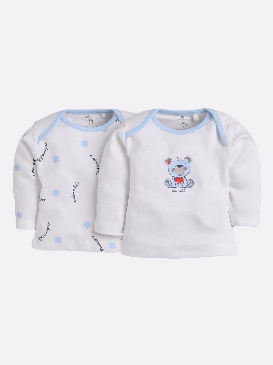 

BABY GO Kids White Printed Round Neck T-shirt