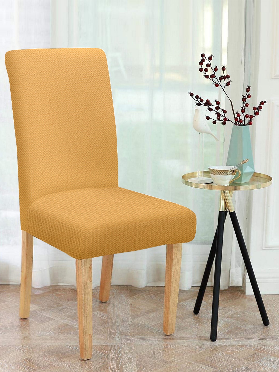 

Cortina Set Of 4 Yellow Solid Chair Covers