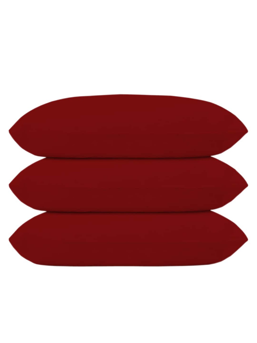 Kuber Industries Set Of 3 Maroon Solid Microfibre Pillows