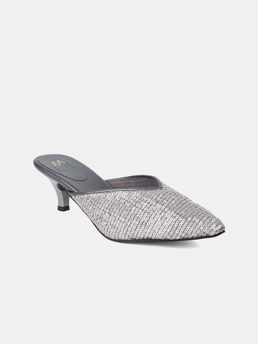 W The Folksong Collection Women Silver-Toned Embellished Mules