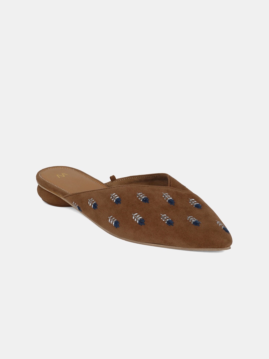 

W Women Brown Embroidered Mules