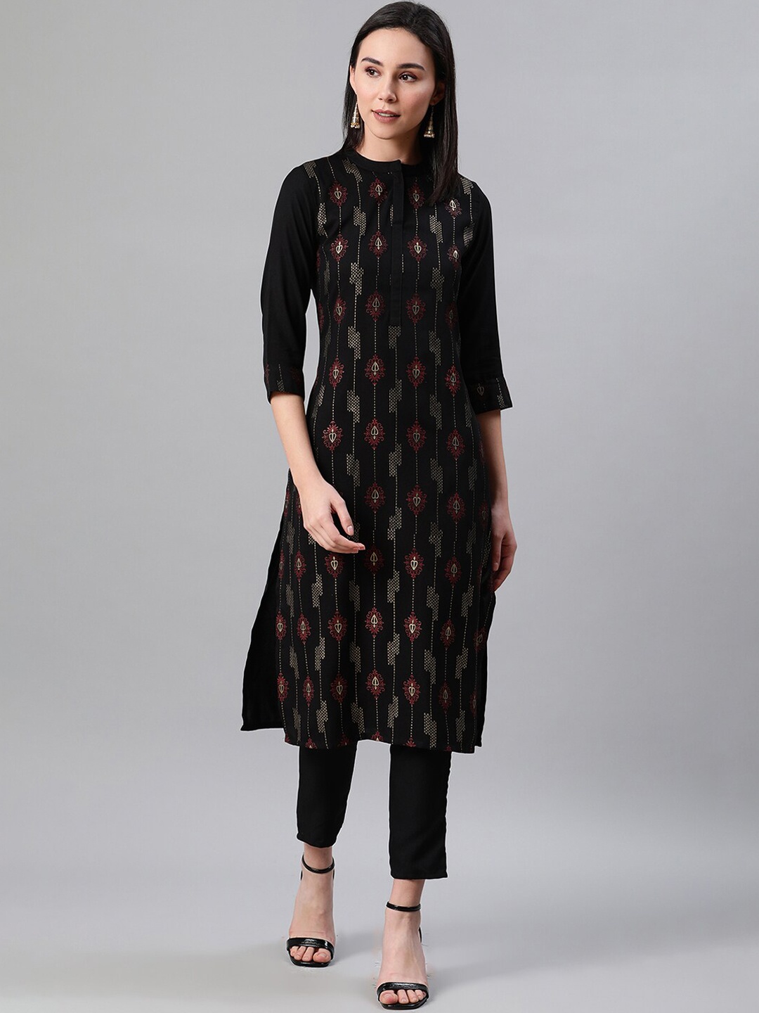

ZIYAA Women Black Ethnic Motifs Printed Kurta