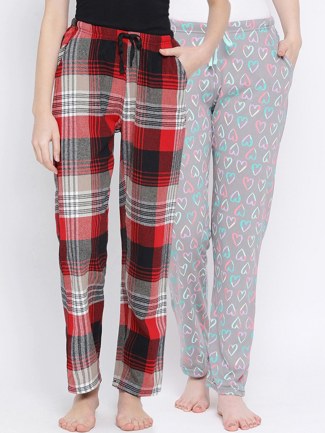 

Kanvin Women Pack of 2 Pure Cotton Lounge Pants, Grey