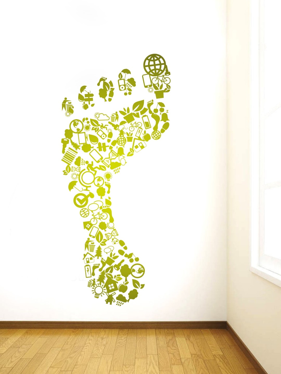 rawpockets Green Carbon Foot Print Wall Sticker