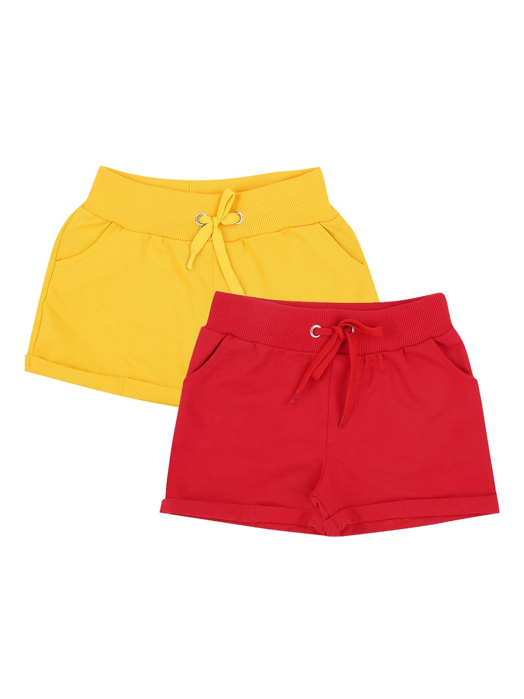 

RAINE AND JAINE Girls Pack Of 2 Solid Regular Fit Regular Shorts, Yellow