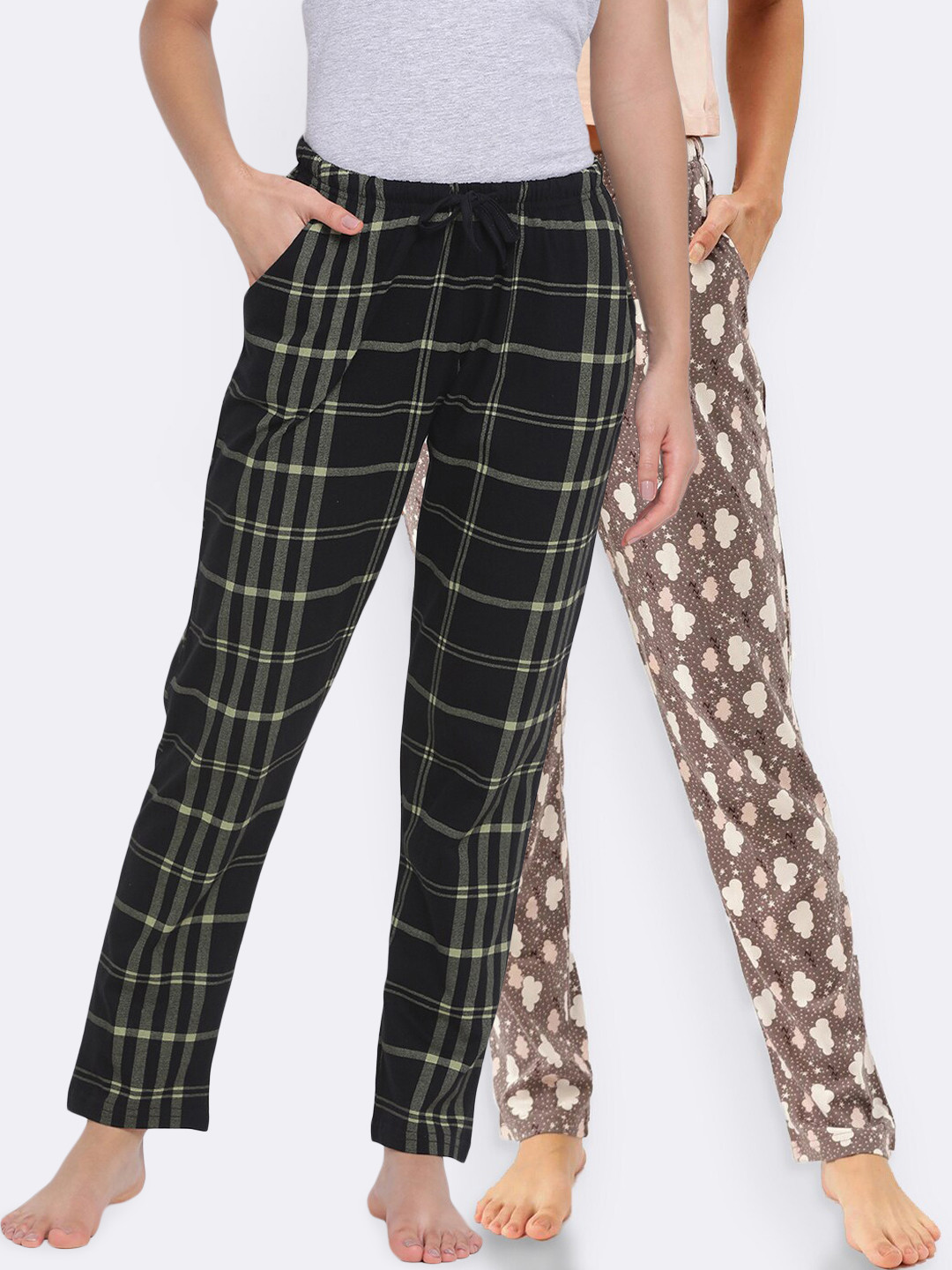 

Kanvin Women Pack of 2 Pure Cotton Lounge Pants, Brown