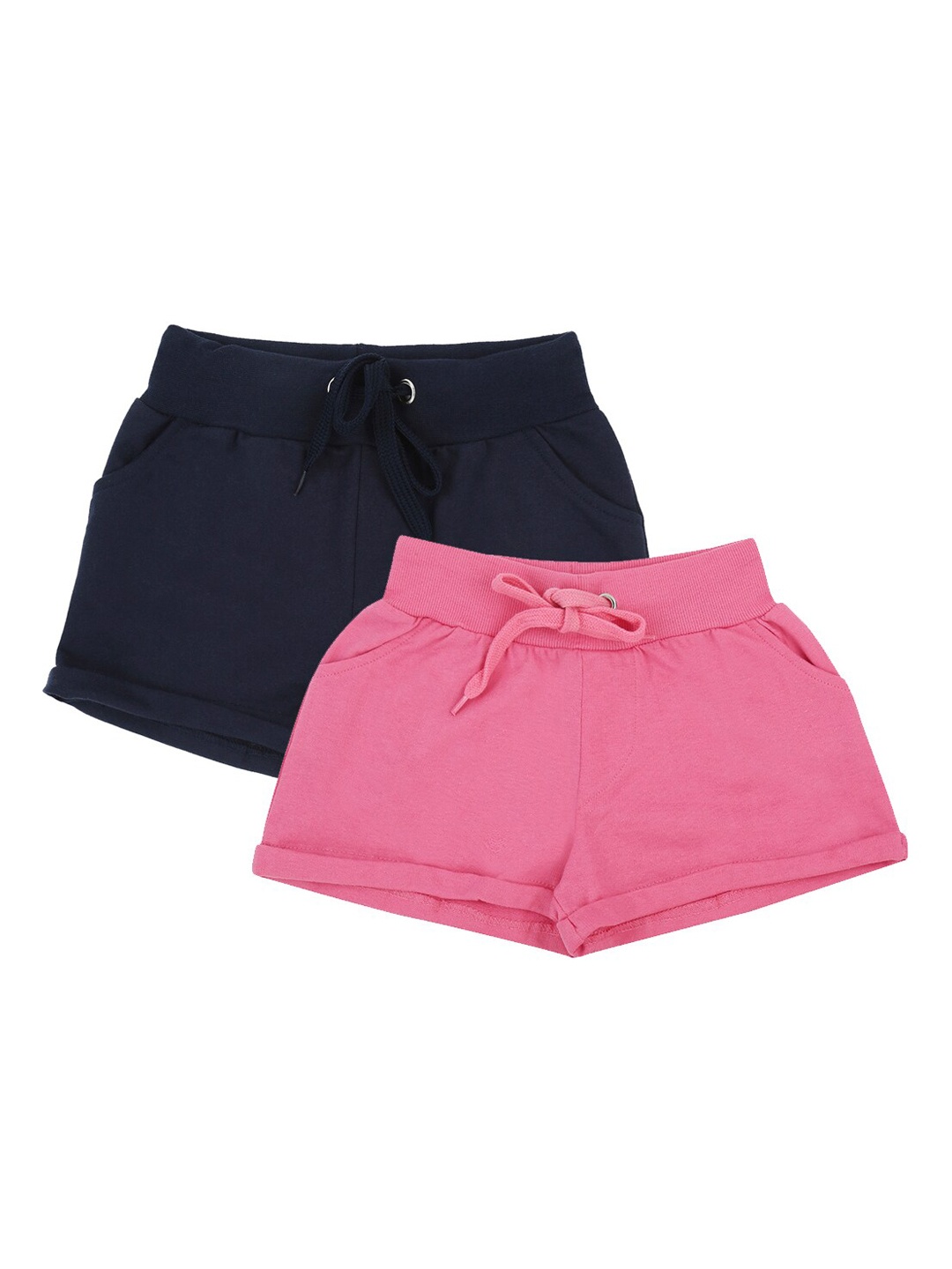 

RAINE AND JAINE Girls Pack Of 2 Solid Regular Fit Regular Shorts, Pink