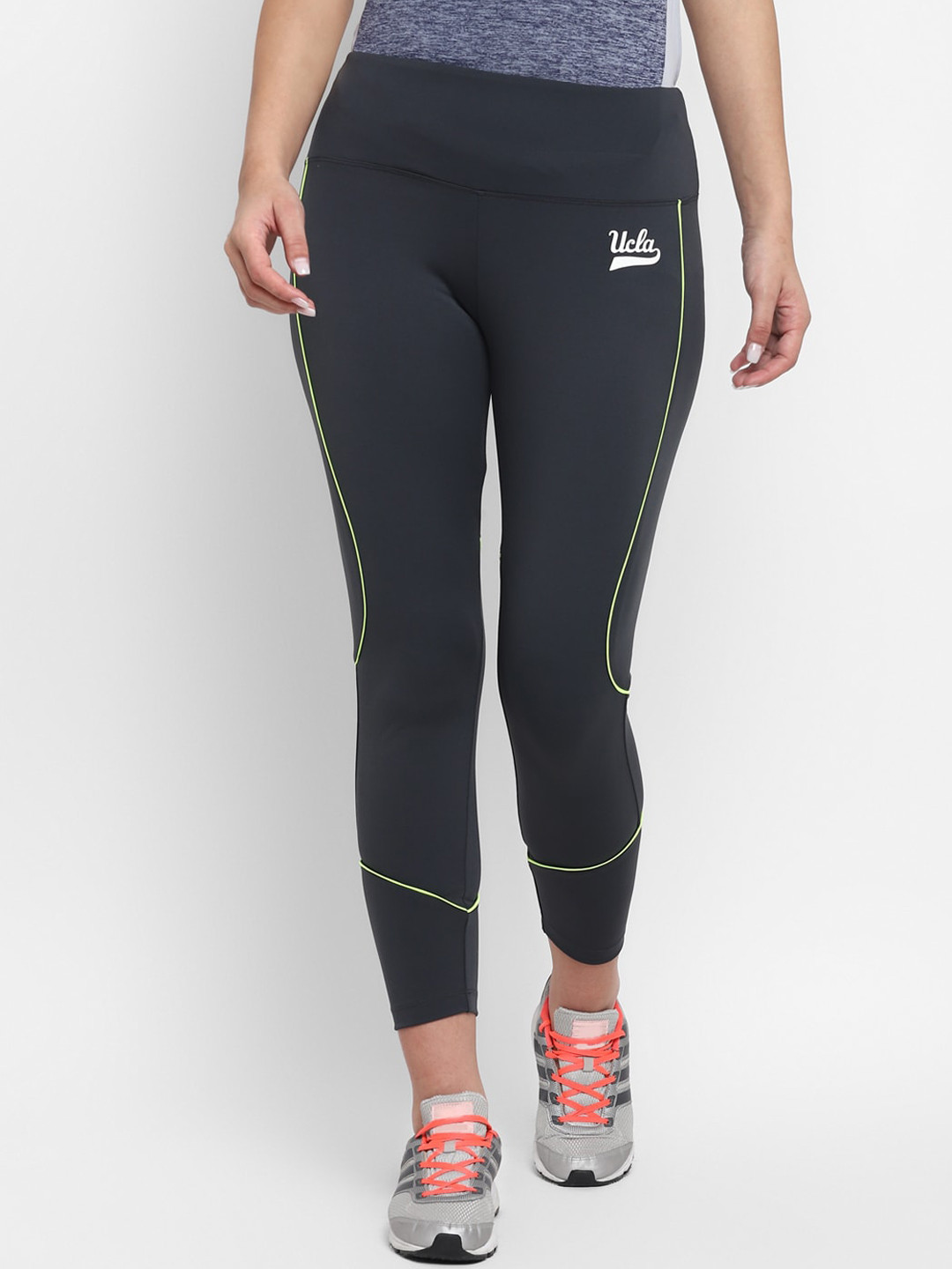 

UCLA Women Charcoal Grey Striped Tights