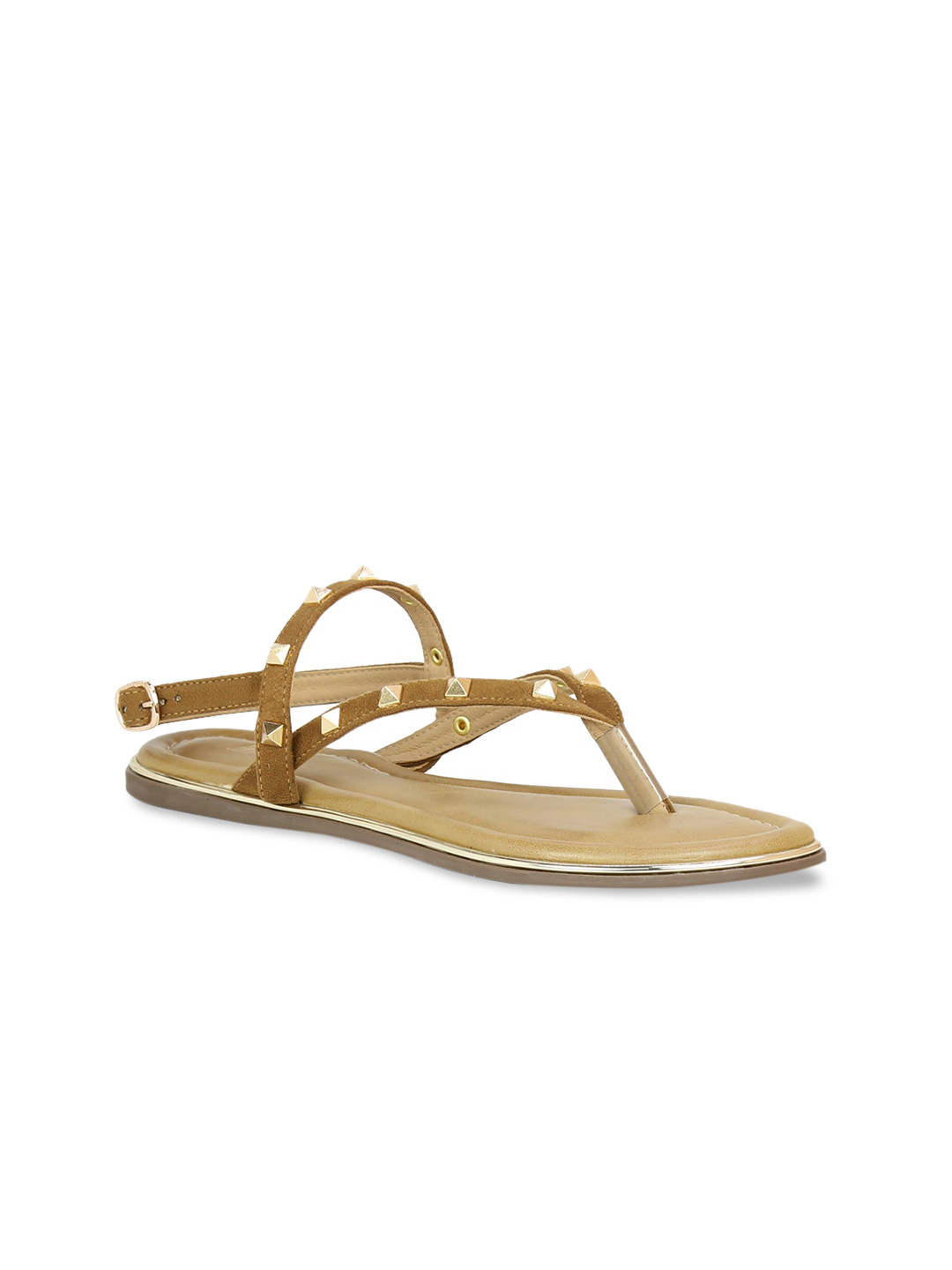 

Inc 5 Women Tan Solid T-strap Flats