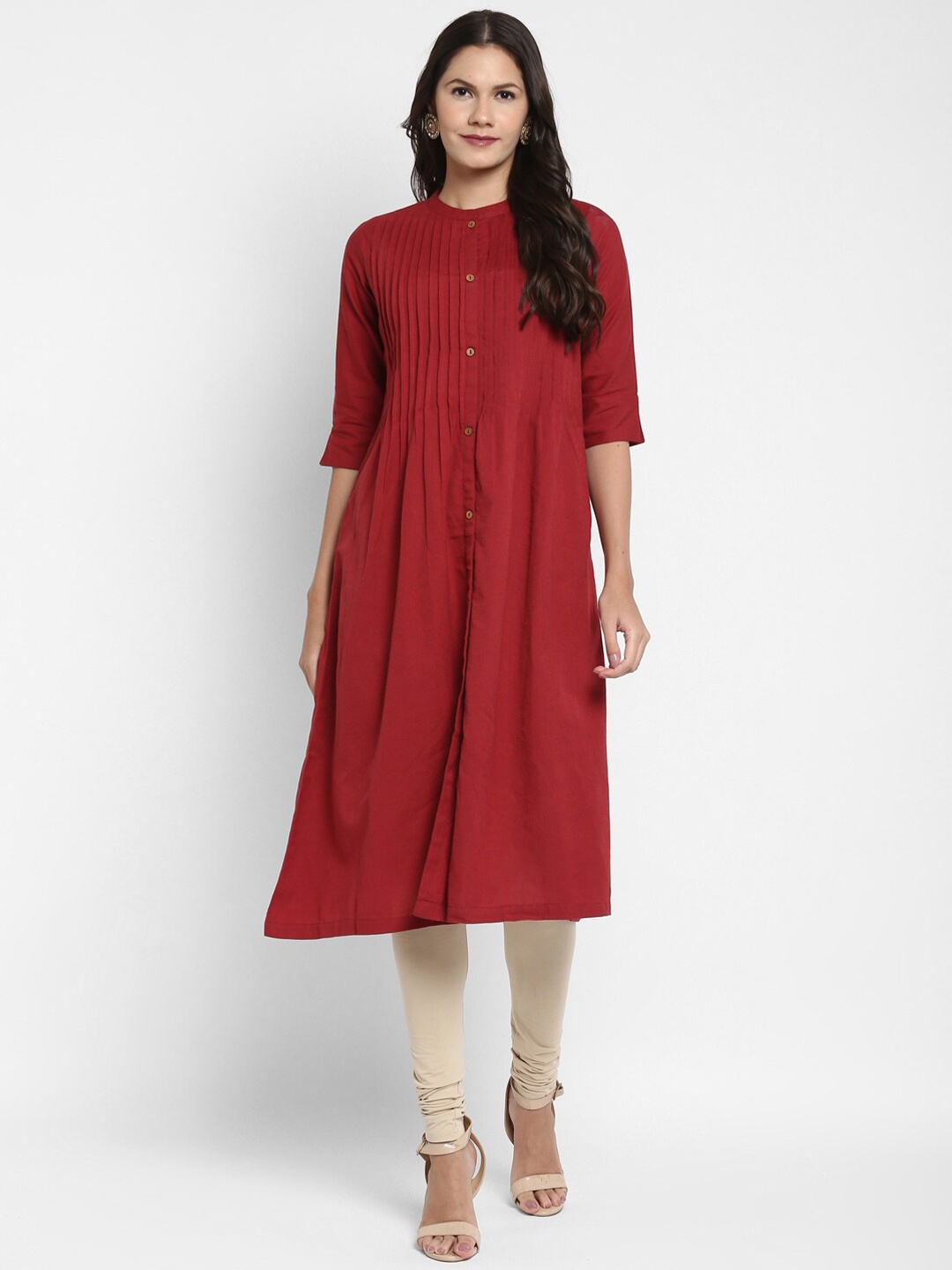 

Vbuyz Women Maroon Pintuck Kurta