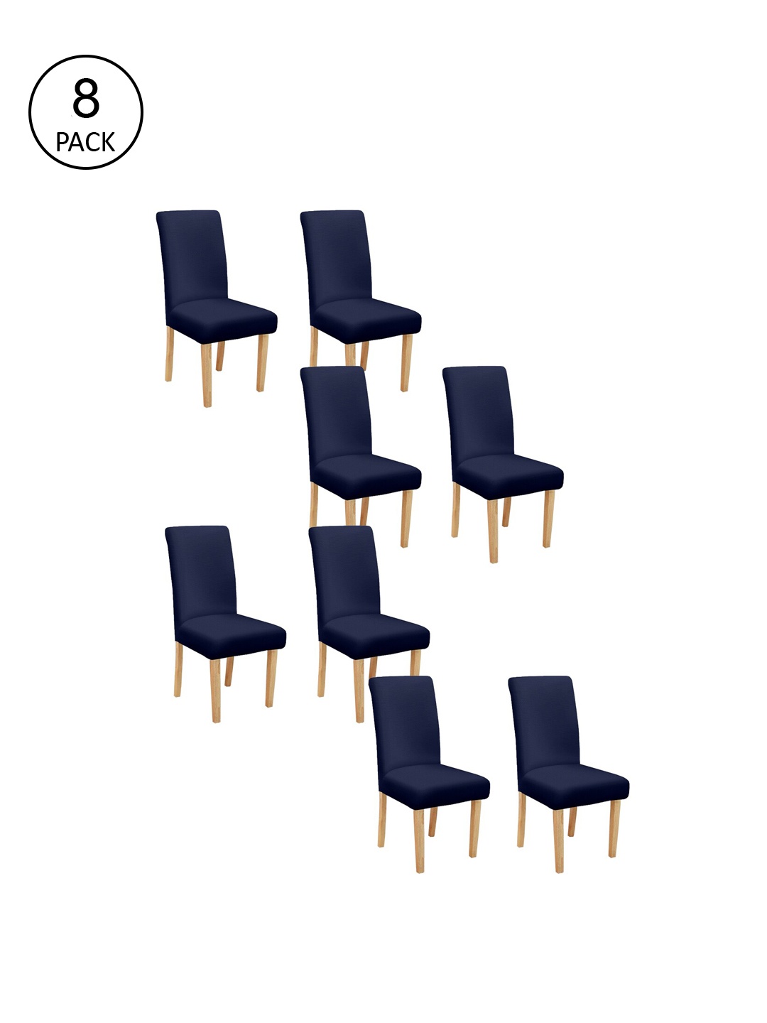 

Cortina Set Of 8 Navy Blue Solid Chair Covers