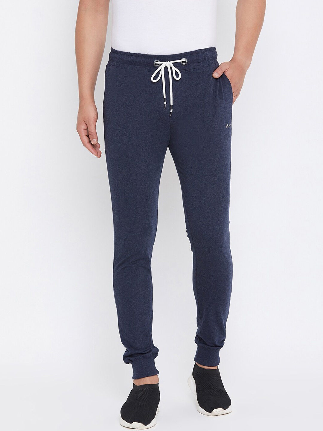 

Spirit Men Navy Blue Solid Straight-Fit Cotton Joggers