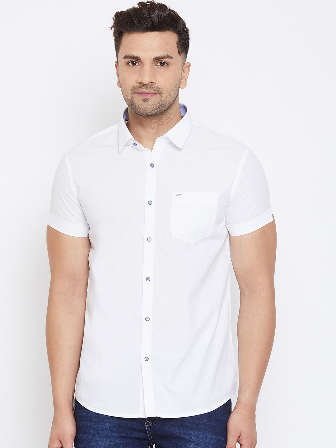 

Canary London Men White Slim Fit Solid Casual Shirt