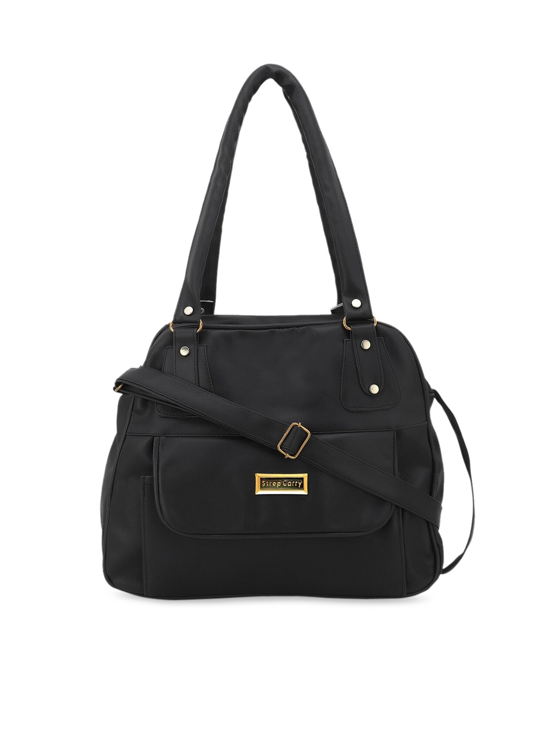 

Stropcarry Black Solid Shoulder Bag