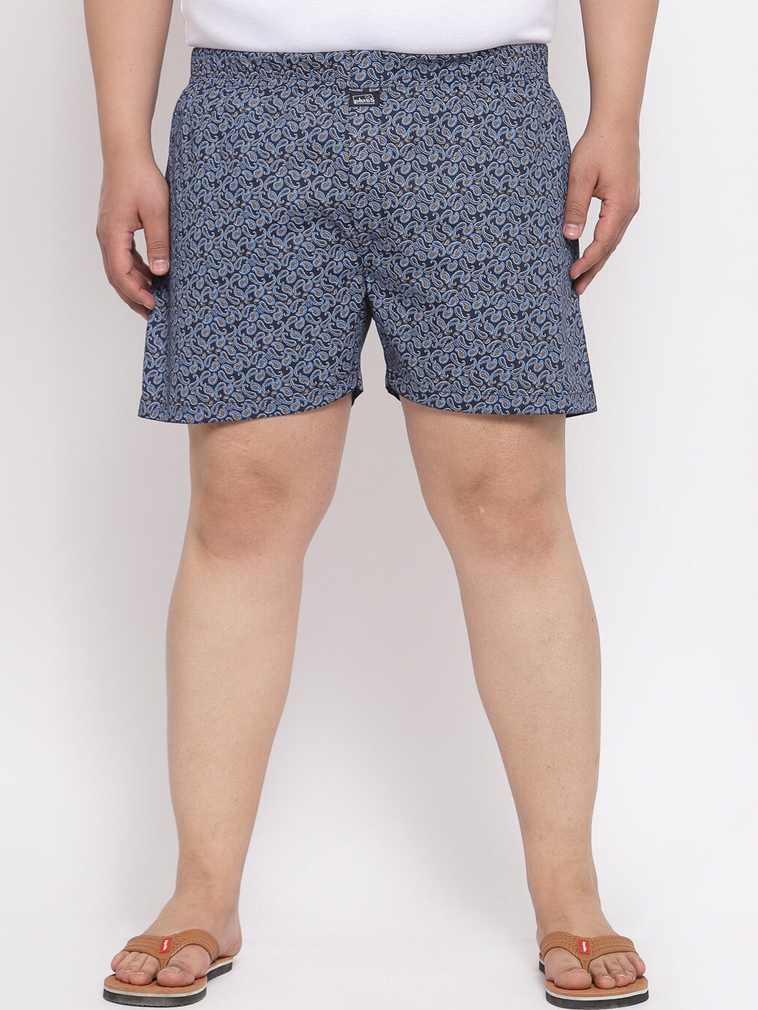 

plusS Men Plus Size Blue & Brown Printed Pure Cotton Boxers MBX208E