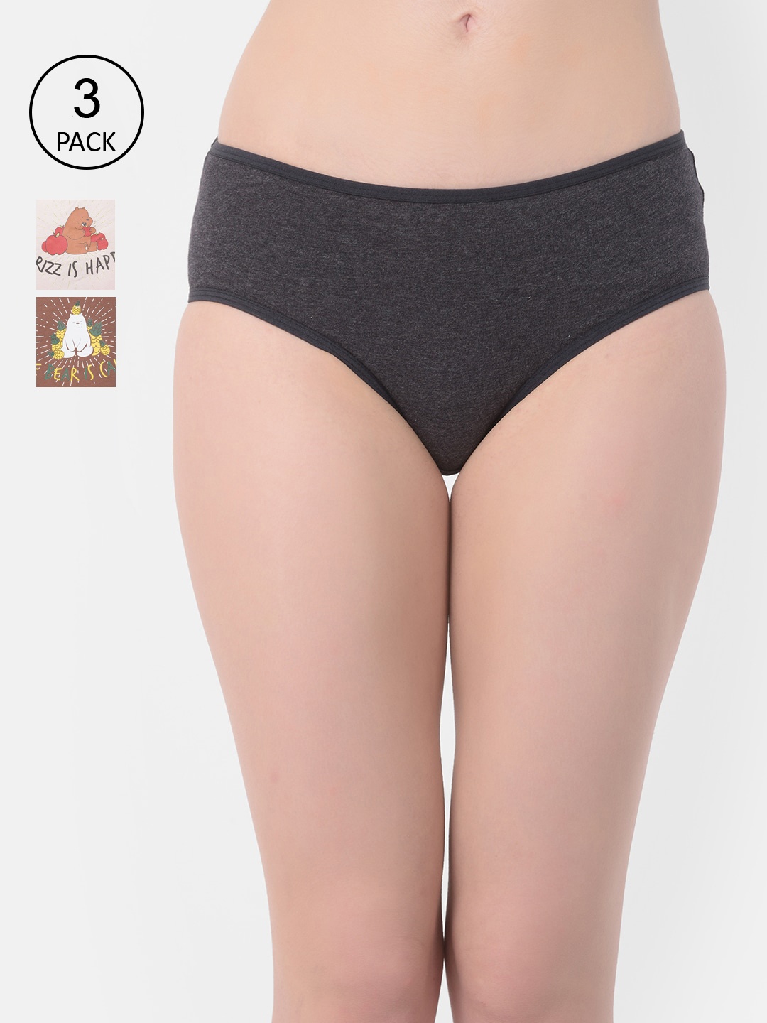 

Clovia Women Pack Of 3 Assorted Mid-Rise Hipster Briefs COMPN1089S