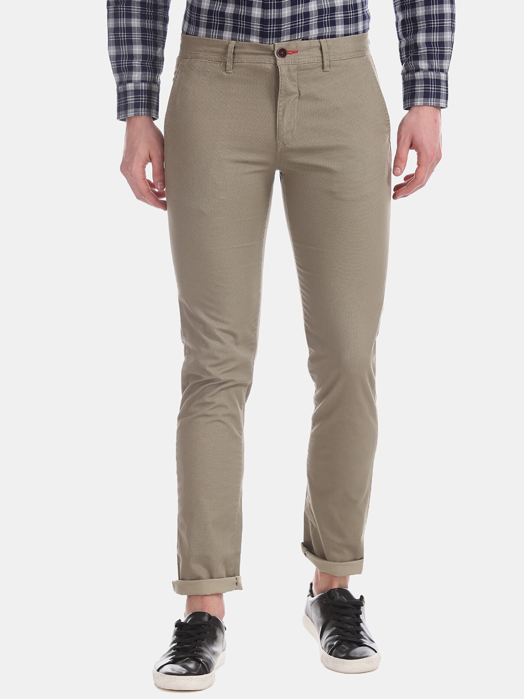 

Arrow Sport Men Khaki Slim Fit Solid Regular Trousers