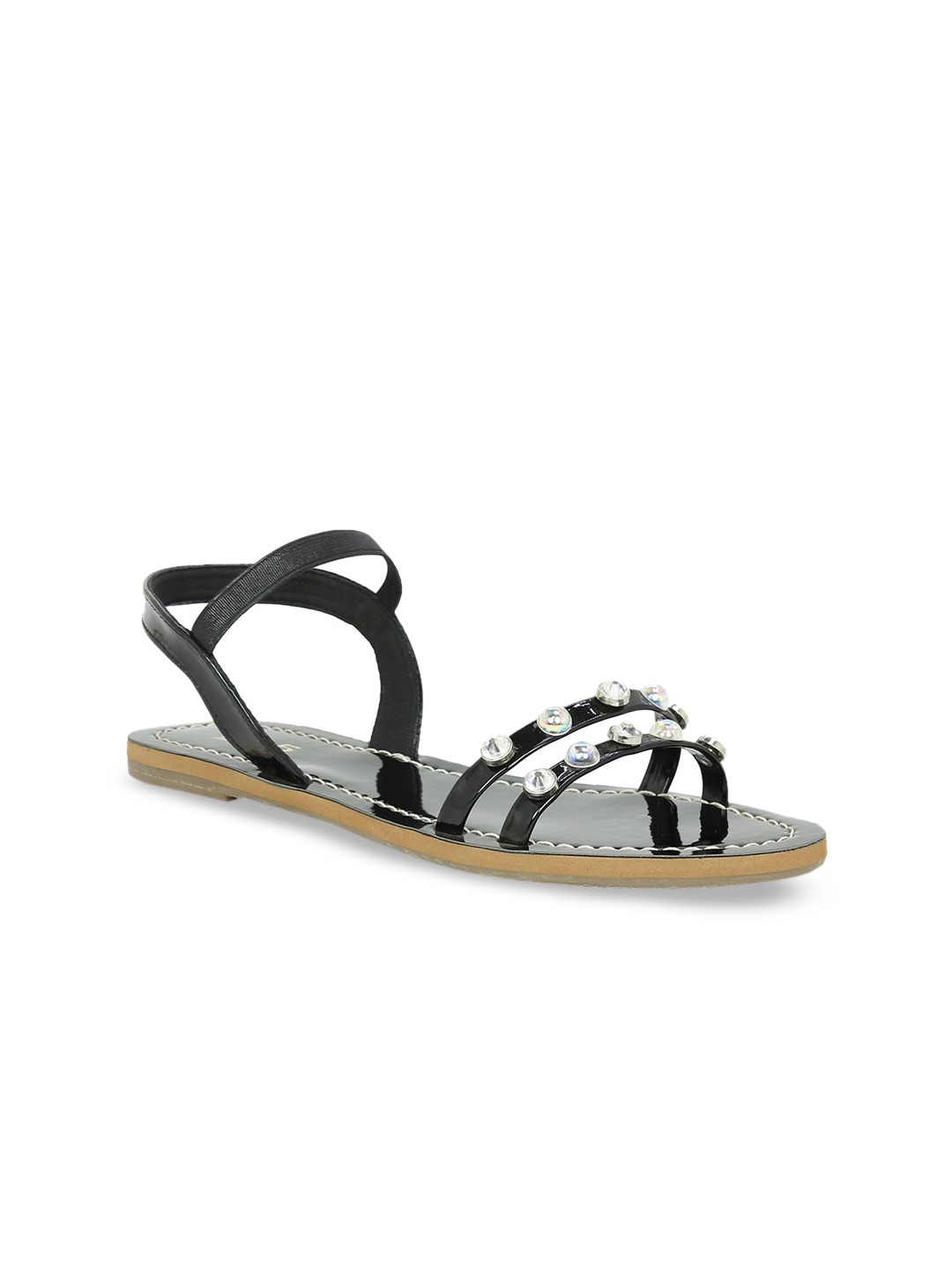 

Inc 5 Women Black Embellished Open Toe Flats