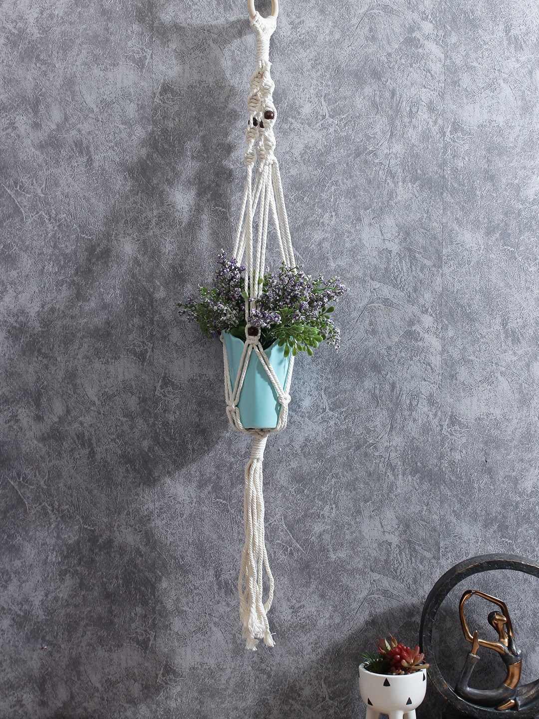 

Aapno Rajasthan White Hand Knotted Hanging Wall Decor
