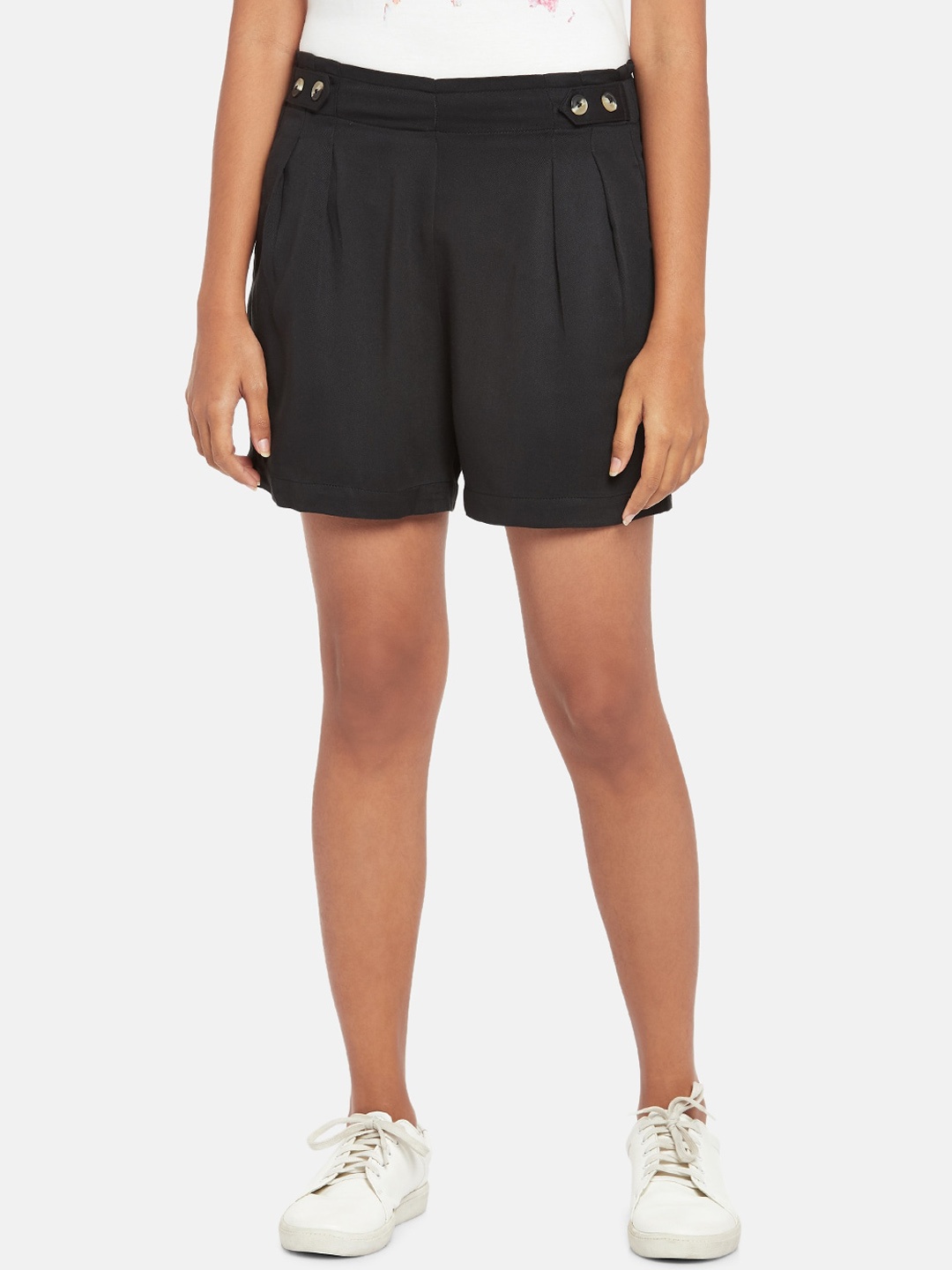 

Honey by Pantaloons Women Black Solid Regular Fit Regular Shorts