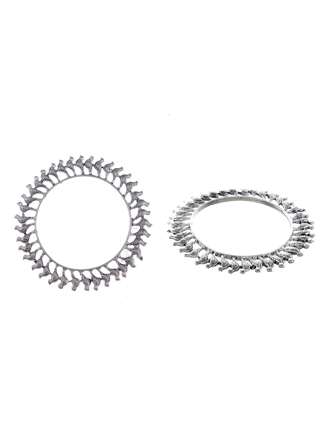 

Silvermerc Designs Set Of 2 Oxidised Silver-Plated Ethnic Bangles