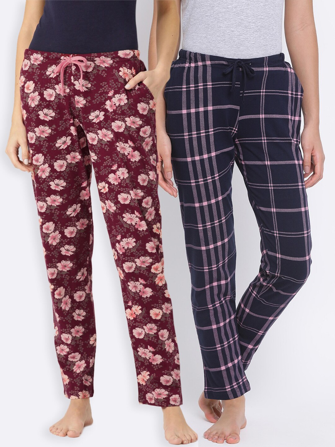 

Kanvin Women Pack of 2 Pure Cotton Lounge Pants, Maroon