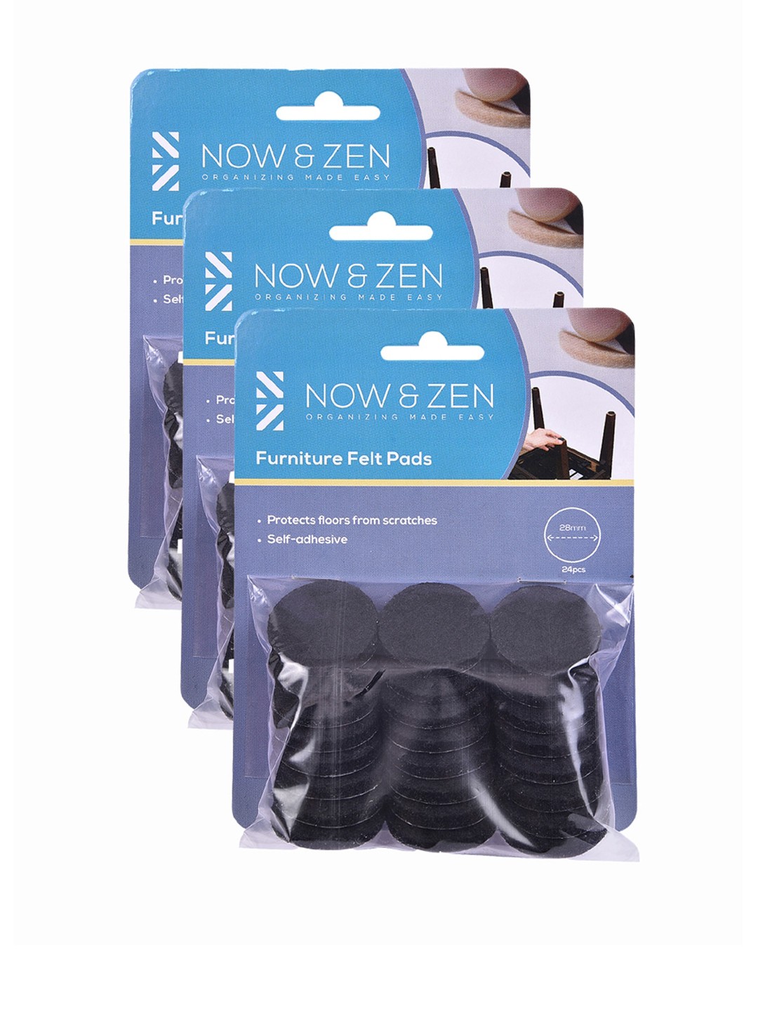 

NOW & ZEN Set Of 72 Black Solid Furniture Felt Pads