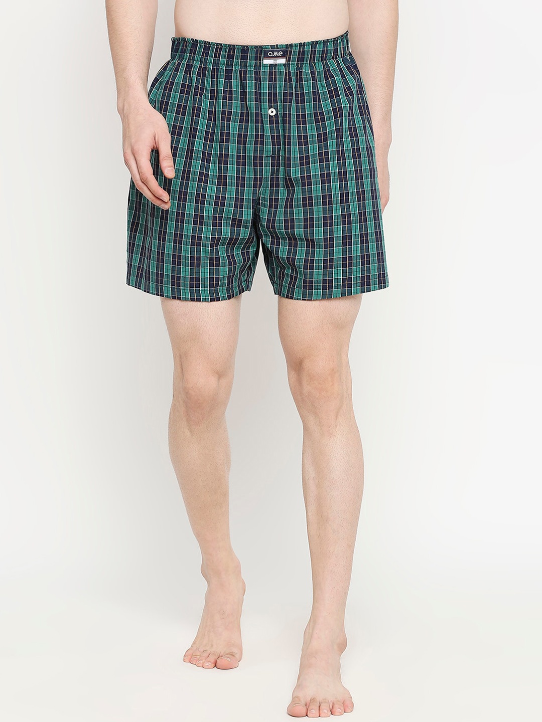 

Ajile by Pantaloons Men Green & Navy Blue Checked Cotton Boxers 8905172018673