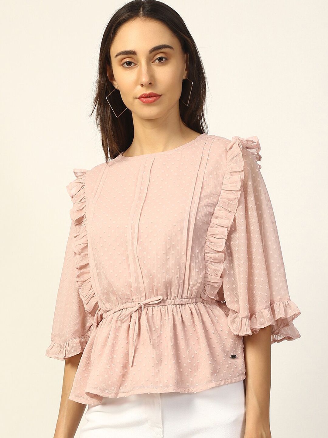 

ELLE Pink Cinched Waist Top