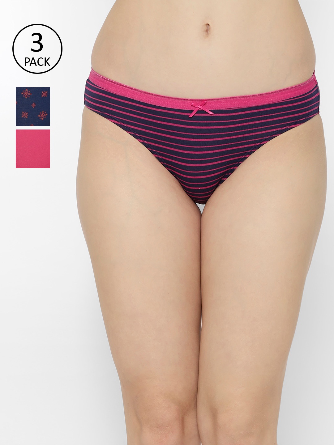 

Soie Women Pack Of 3 Mid-Rise Hipster Briefs 3BF-16, Pink