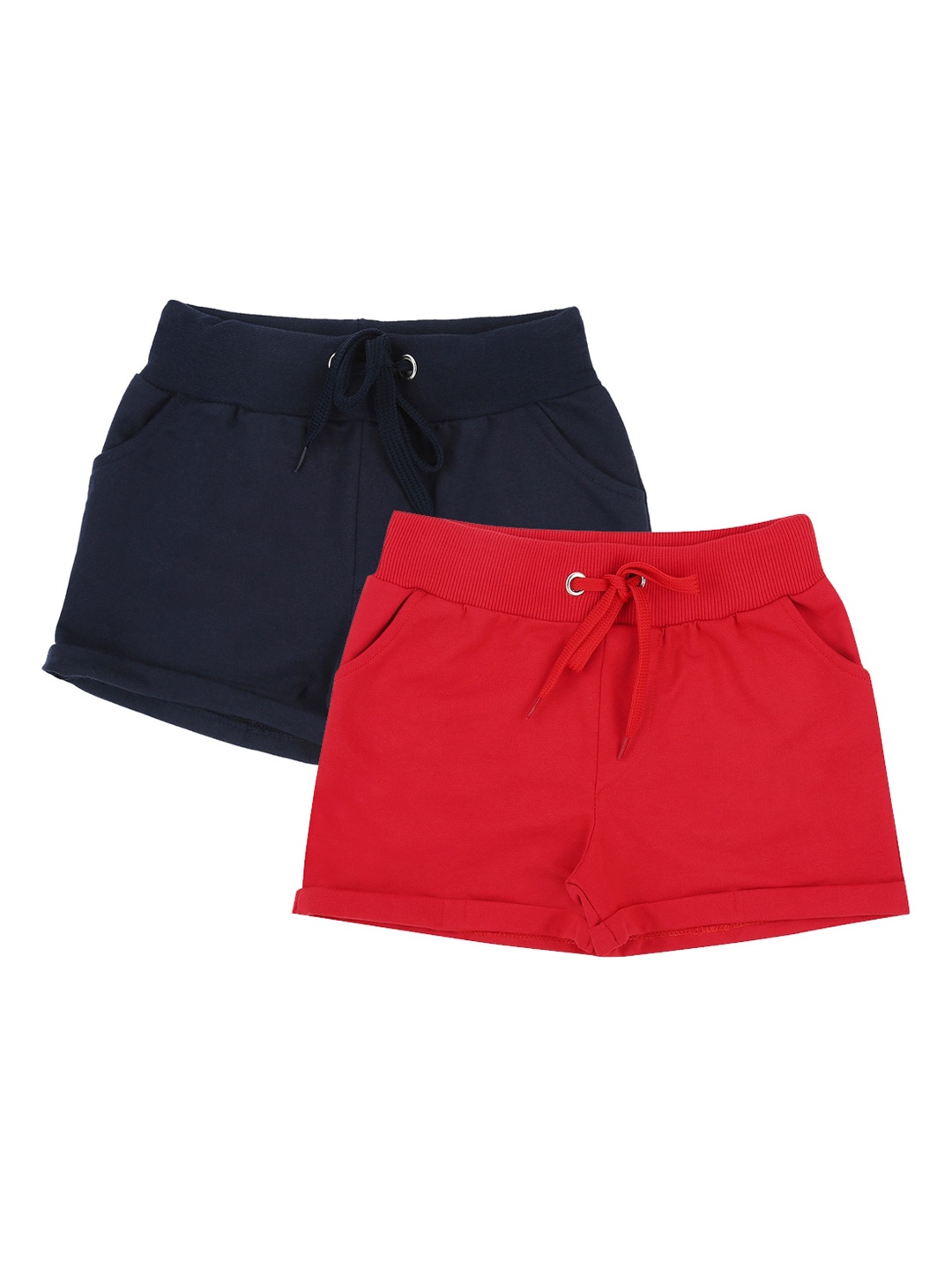 

RAINE AND JAINE Girls Pack Of 2 Solid Regular Fit Regular Shorts, Navy blue
