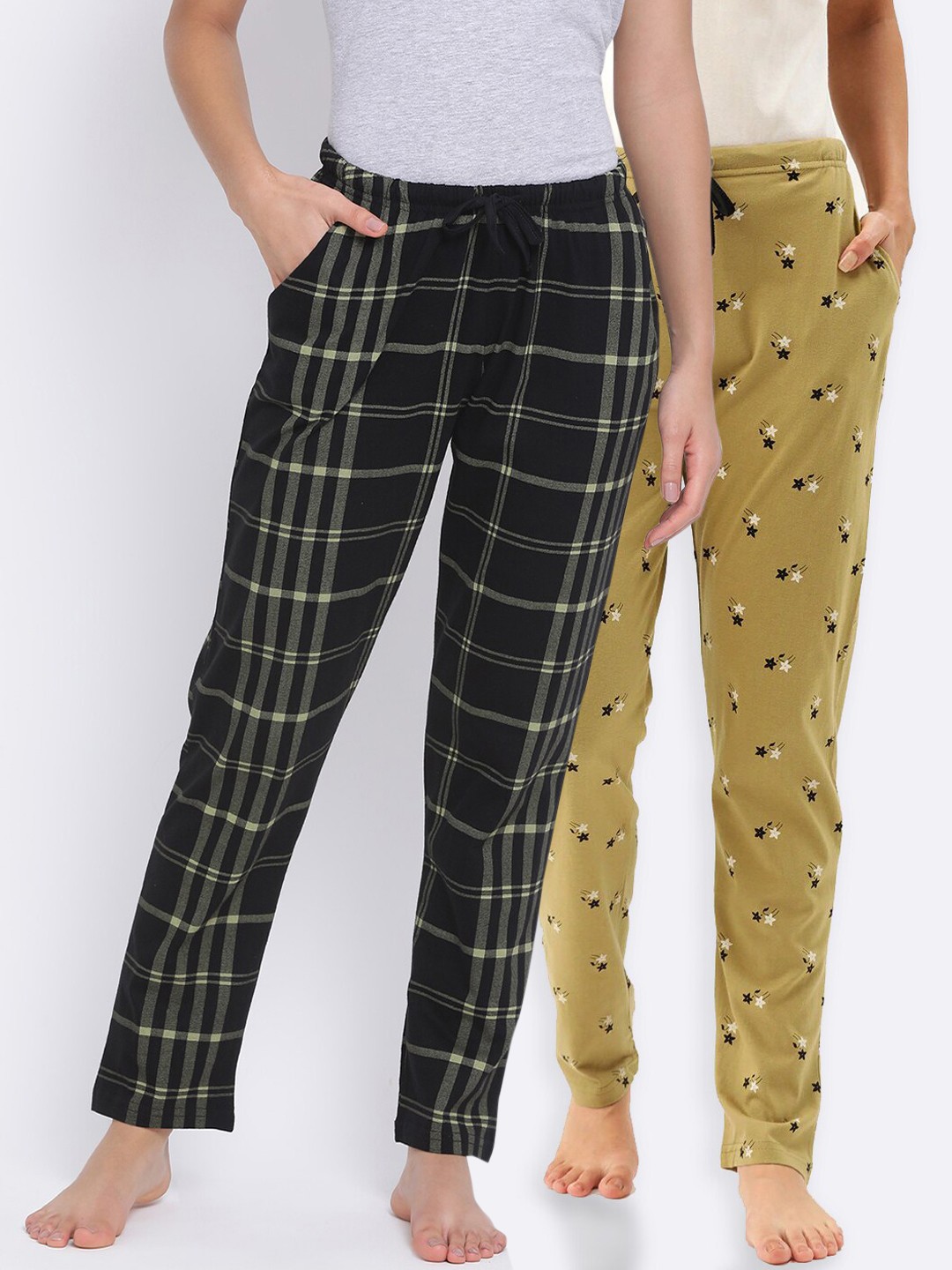 

Kanvin Women Pack of 2 Pure Cotton Lounge Pants, Black